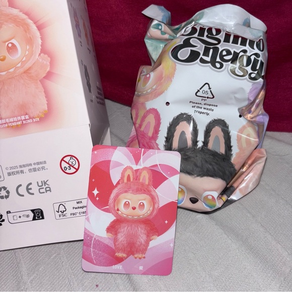 Authentic Big into energy Labubu- Love pink opened box